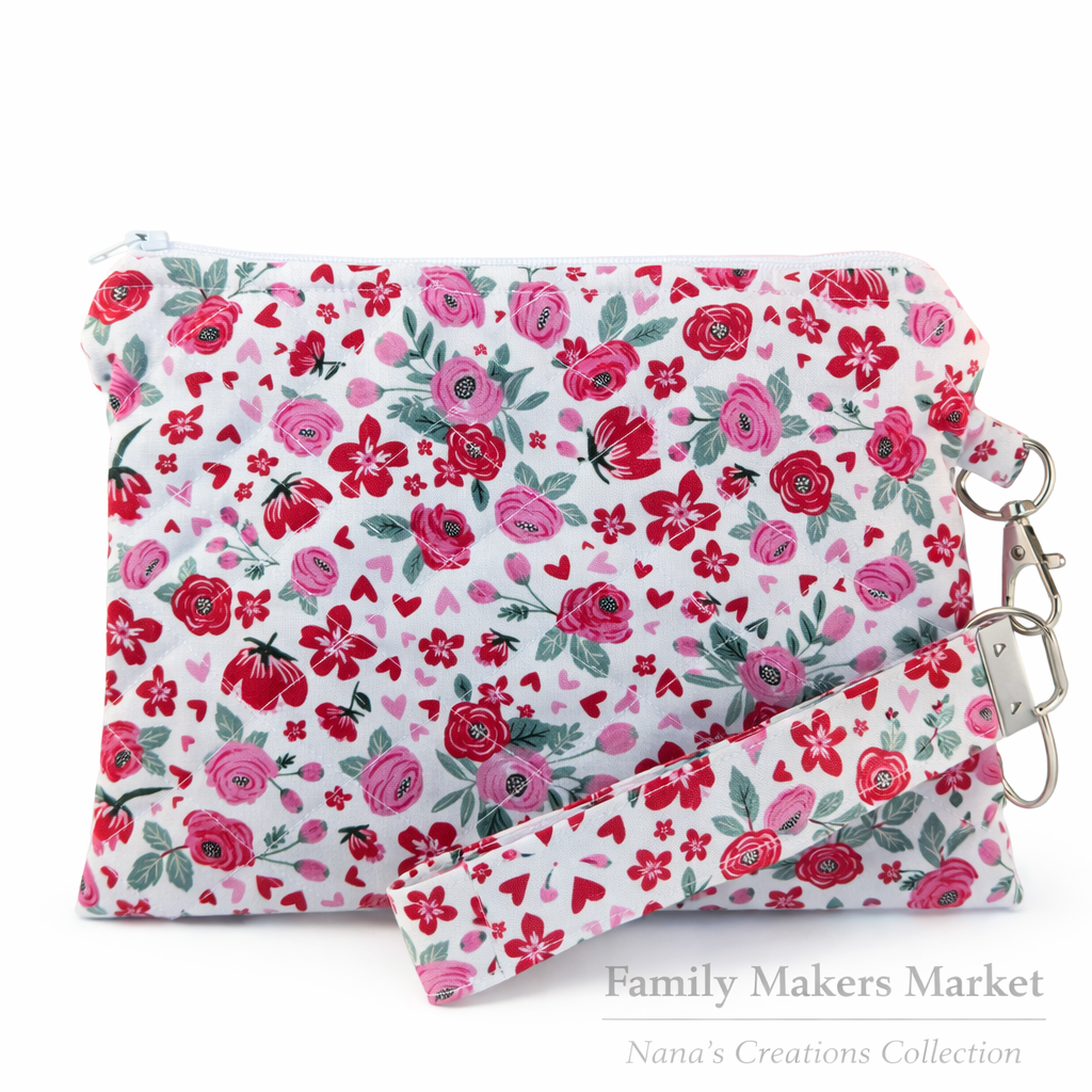 Blush Floral Quilted Wristlet