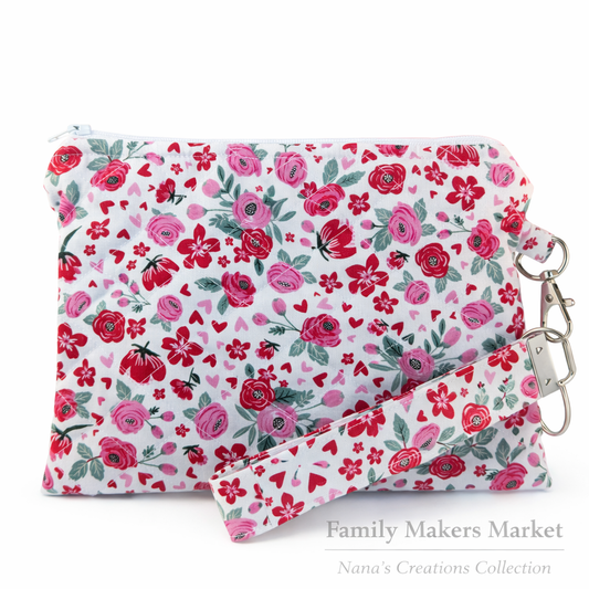Blush Floral Quilted Wristlet