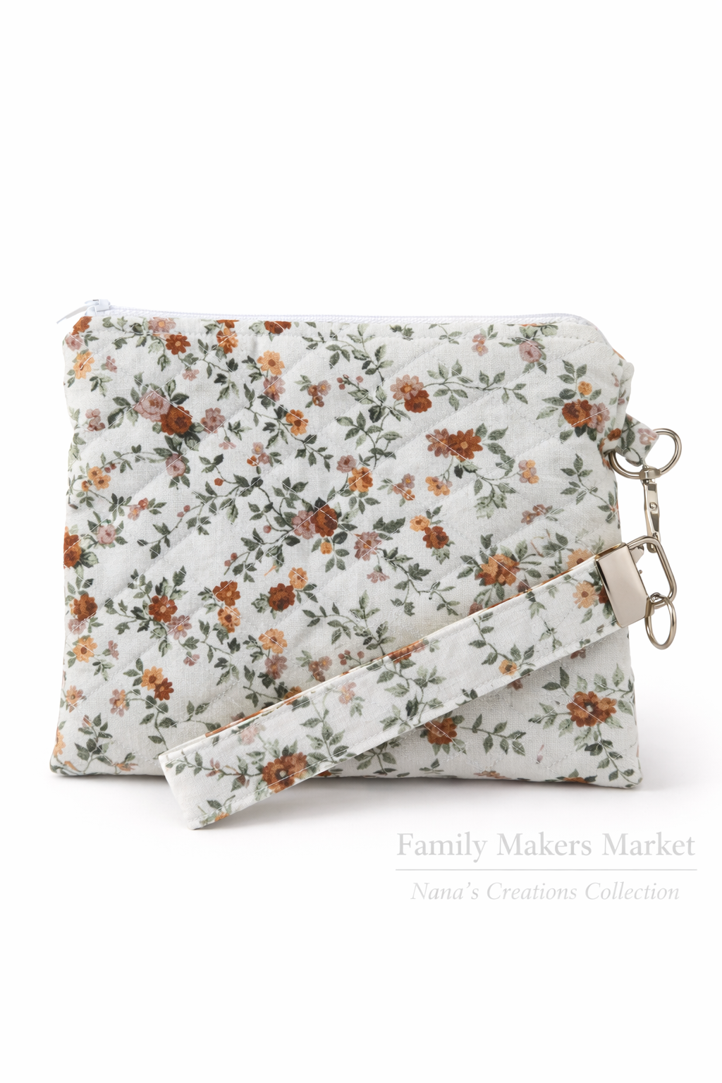 Vintage Garden Floral Quilted Wristlet