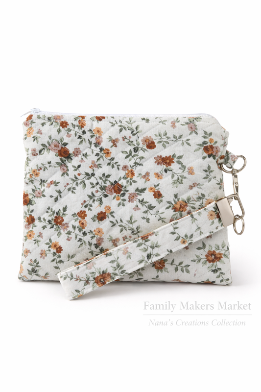 Vintage Garden Floral Quilted Wristlet